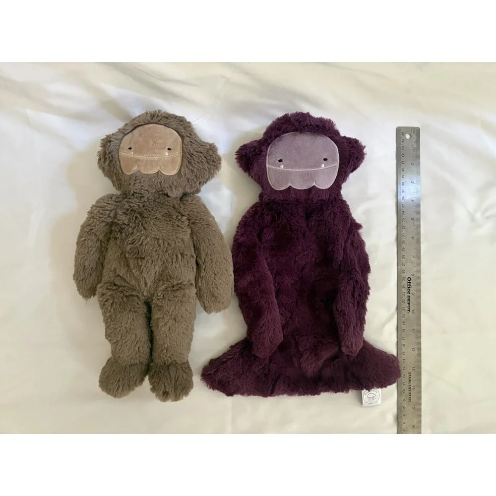 Slumberkins Purple Berry Yeti Snuggler and Brown Sasquatch Stuffed Animal 12”